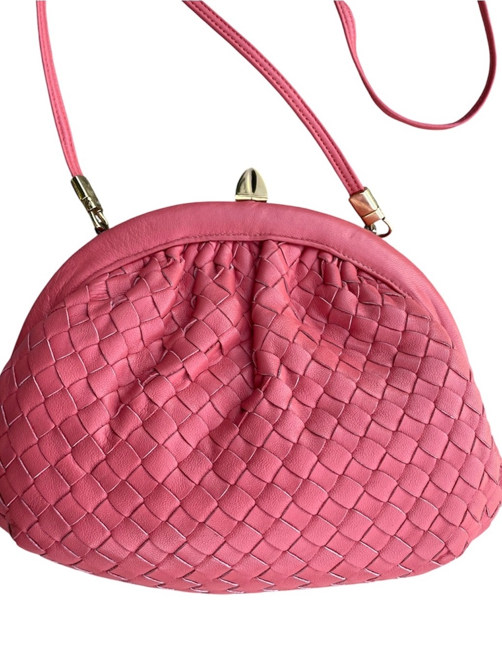 MAYERS vintage woven leather kisslock crossbody/clutch. - Picture 3 of 11